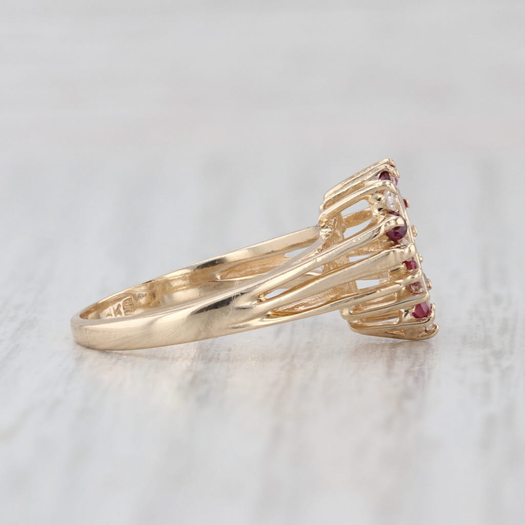 0.26ctw Ruby Diamond Open Heart Ring 14k Yellow Gold Size 5.75