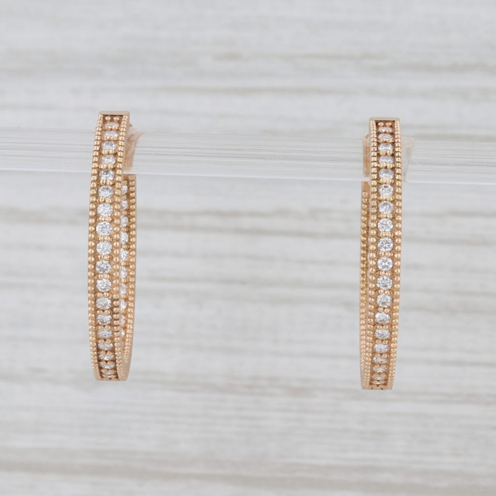 New Nina Wynn Gemma 0.70ctw Diamond Inside Out Hoop Earrings 18k Yellow Gold