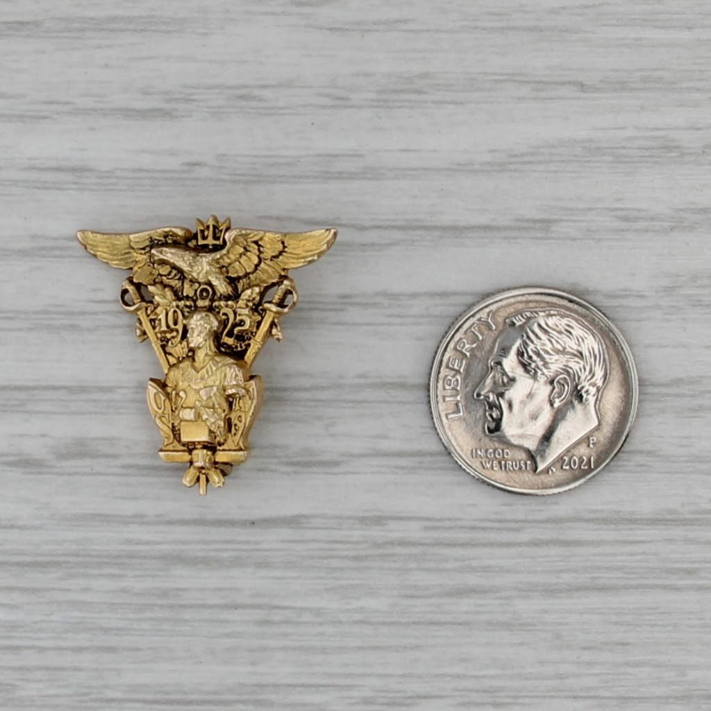 USNA 1925 Naval Academy Pin 14k Gold Figural Eagle Signet Antique Military