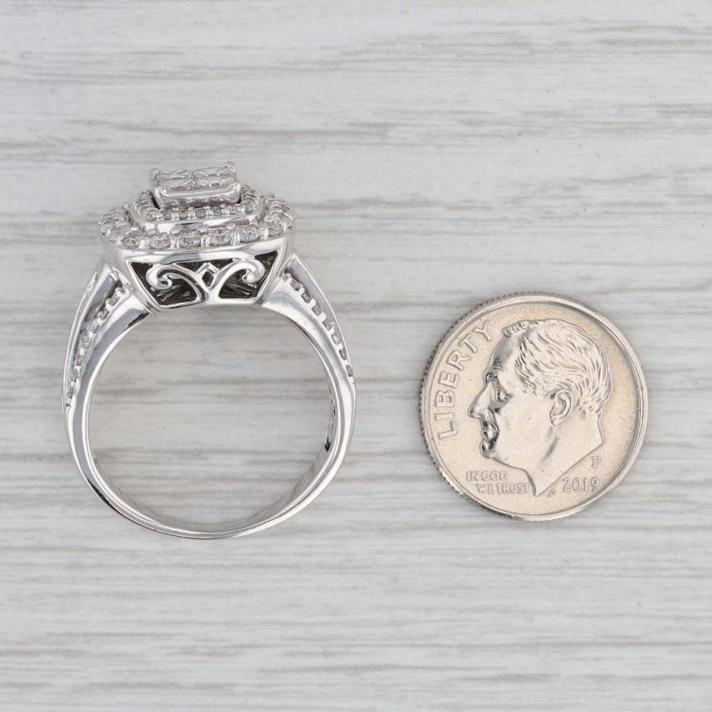 Gray 1.85ctw Diamond Halo Ring 14k White Gold Size 8.75 Engagement Cocktail