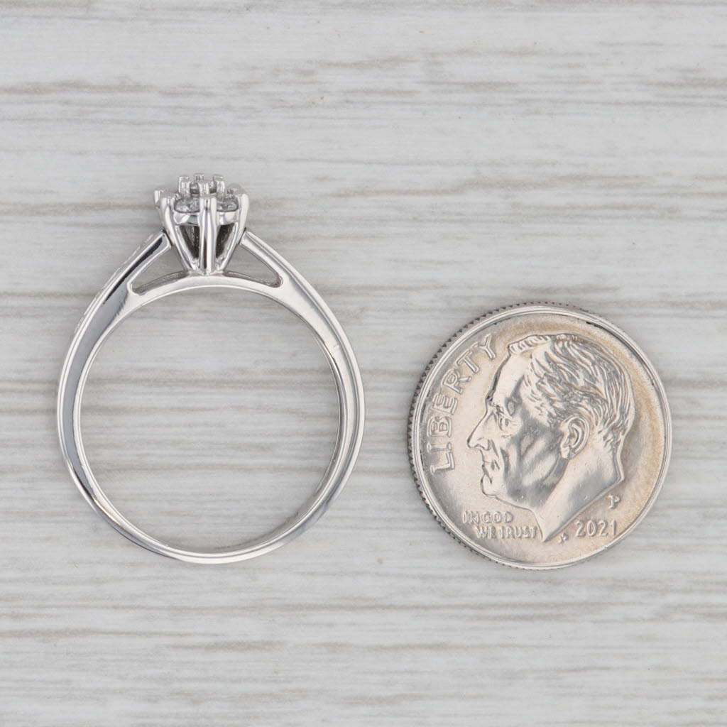 Gray 0.28ctw Diamond Cluster Engagement Ring 10k White Gold Size 7 Cathedral Band