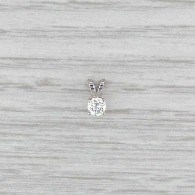 New 0.26ct Diamond Solitaire Pendant 14k White Gold Small Round Drop 4 Prong