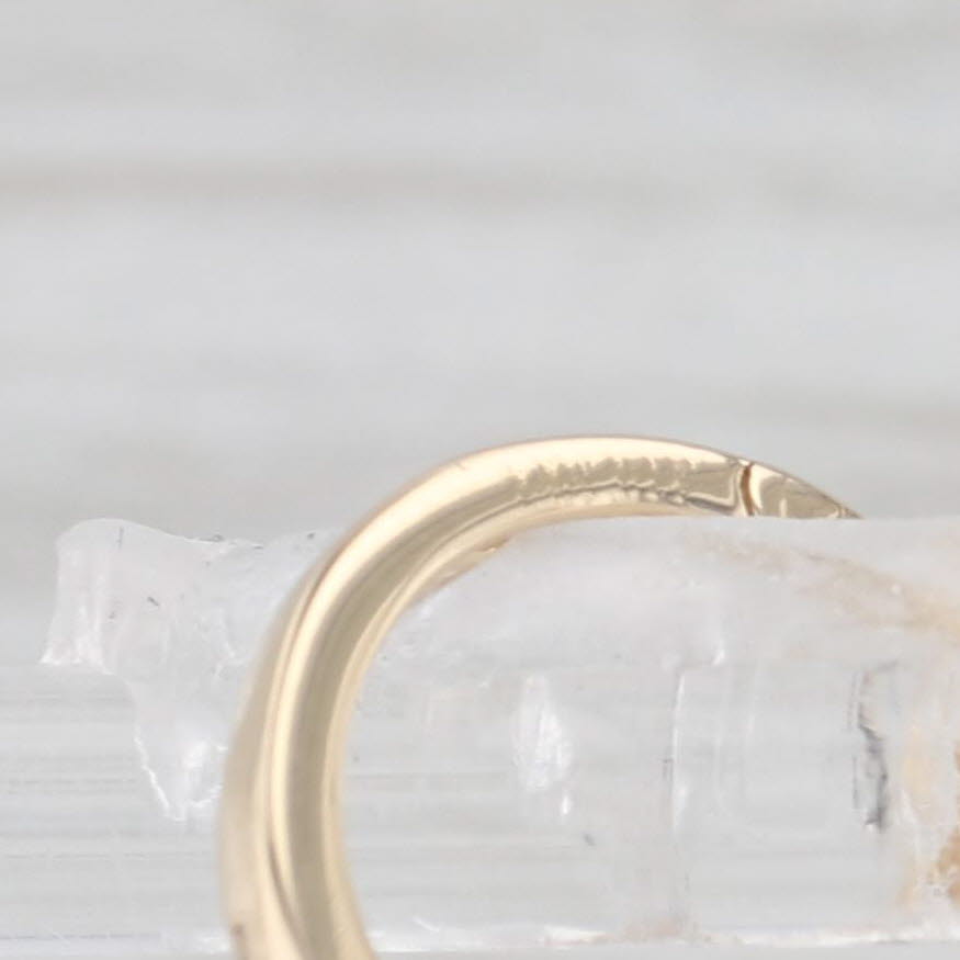 Light Gray Small Round Huggie Hoop 14K Yellow Gold Earrings Hinged Hoops