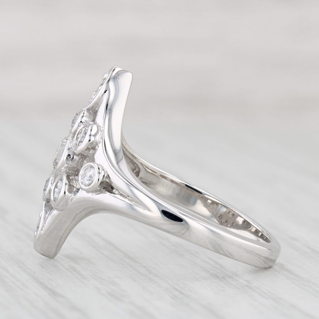 Light Gray 0.50ctw Diamond Cluster Ring 14k White Gold Size 7