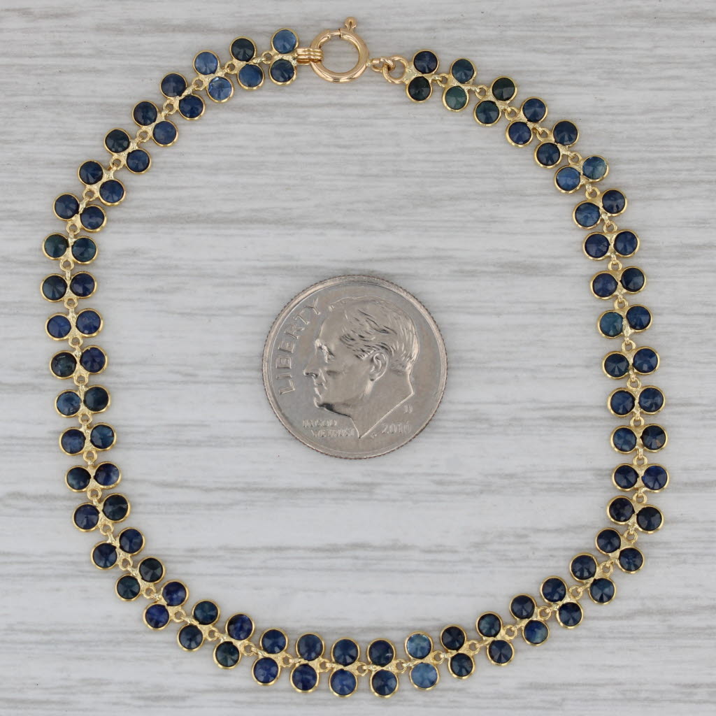 Gray 5ctw Blue Sapphire Tennis Bracelet 18k Yellow Gold 7.25" 5.5mm