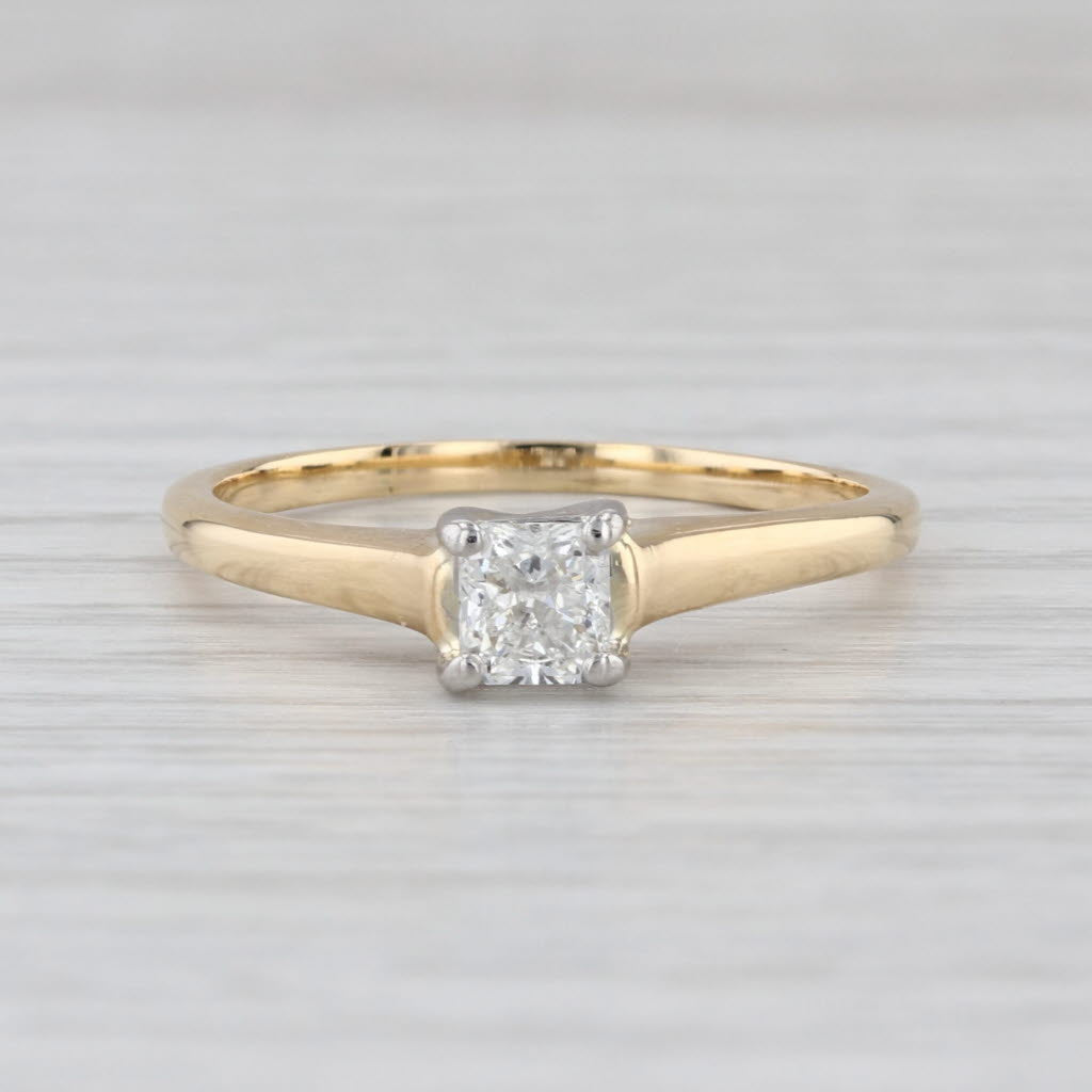0.52ct Diamond Solitaire Engagement Ring 18k Yellow White Gold Size 10.25