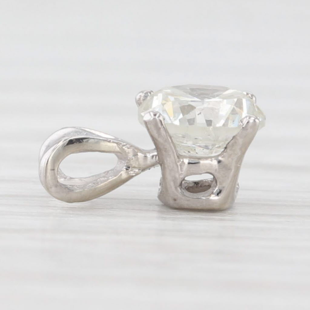 Light Gray New 0.47ct Round Solitaire Small Drop Pendant 14k White Gold