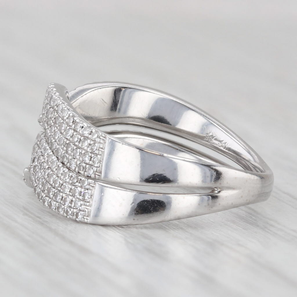 Light Gray Shy Pave 0.40ctw Diamond Bypass Ring 14k White Gold Size 7.5