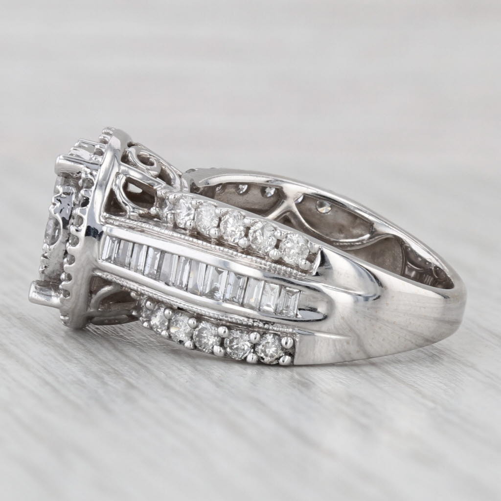Light Gray 2.05ctw Diamond Cluster Halo Cocktail Ring 10k White Gold Size 7 Bridal