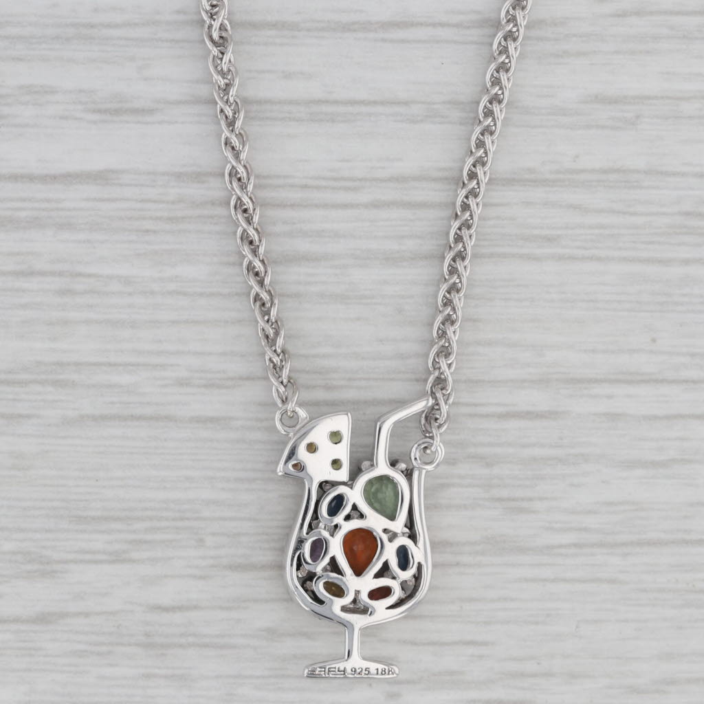 Gray Effy 1.30ctw Sapphire Cocktail Pendant Necklace 18k Gold Sterling Silver 17"