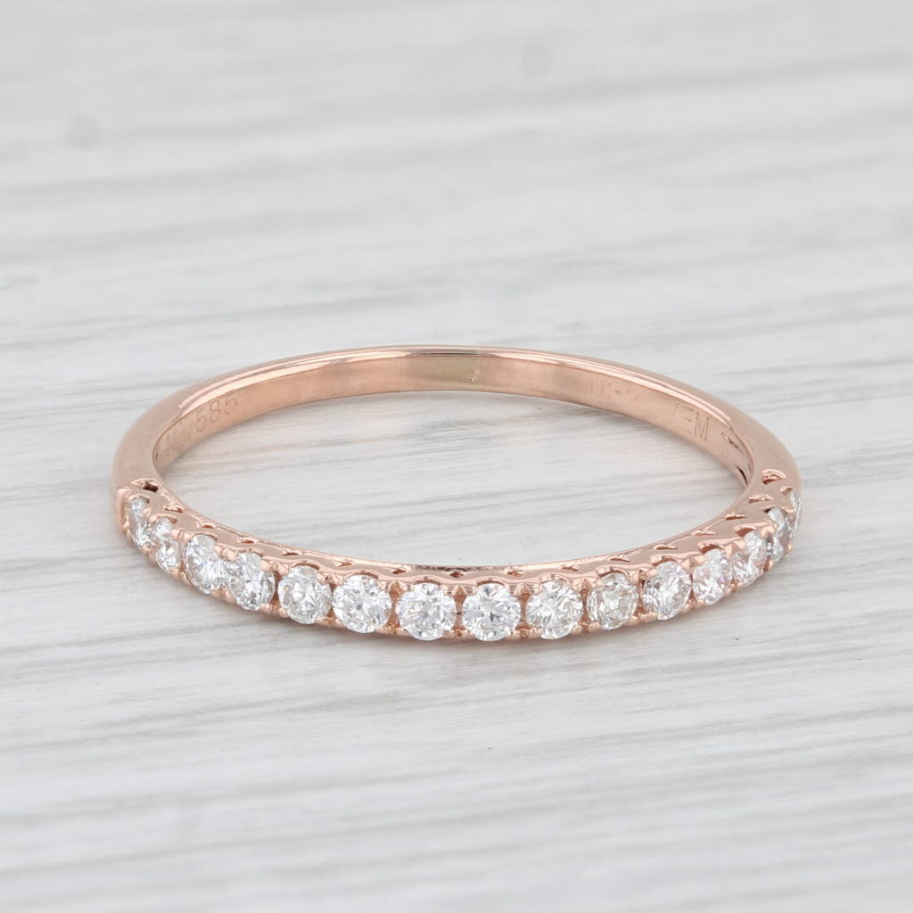 Light Gray 0.33ctw Diamond Band 14k Rose Gold Size 7.5 Stackable Wedding Anniversary Band