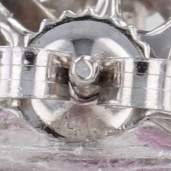 Vintage Lab Created Ruby Flower Accented Stud Earrings 10k White Gold