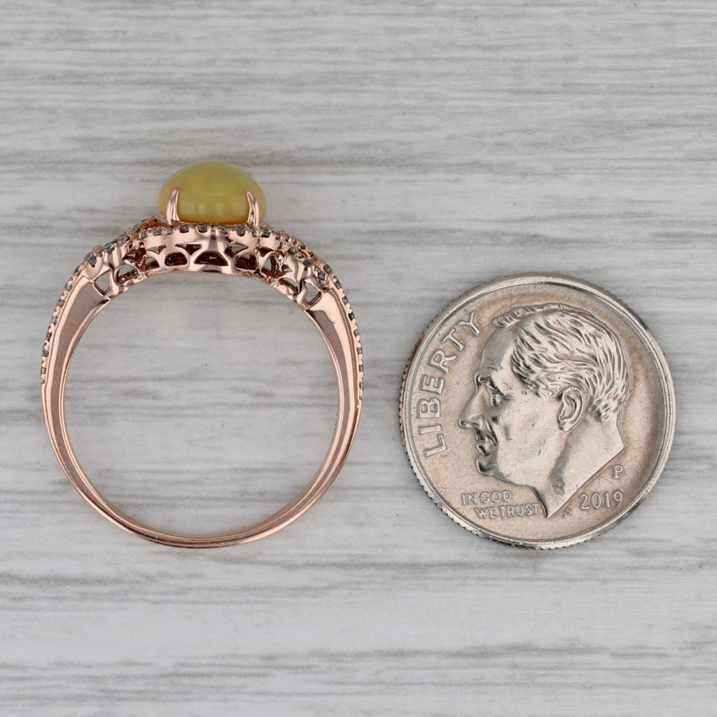 Dark Gray Le Vian Yellow Opal Diamond Ring 14k Rose Gold Size 7