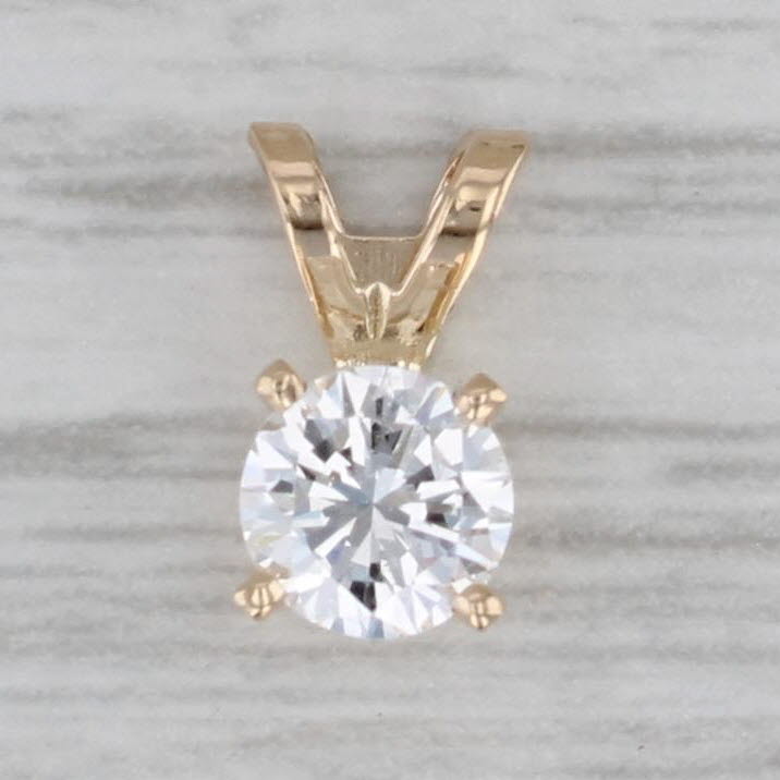 Gray New 0.50ct Round Diamond Solitaire Pendant 14k Yellow Gold Small Drop