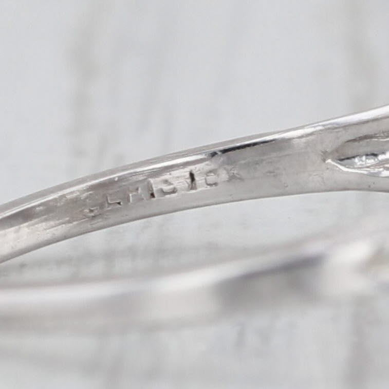 Art Deco 0.73ct Diamond Old Mine Cut Solitaire Engagement Ring 18k White Gold