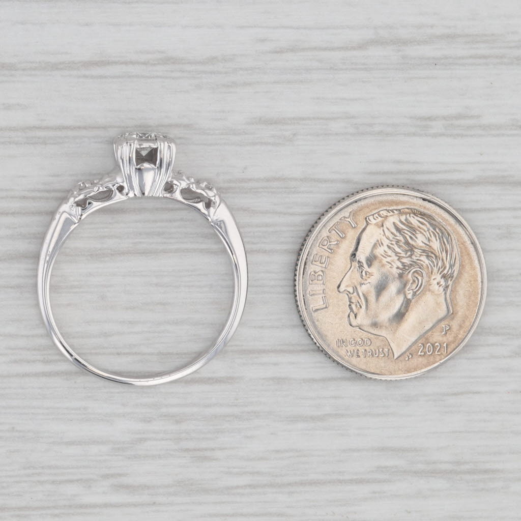 Gray Vintage 0.27ctw Diamond Engagement Ring 14k White Gold Size 6