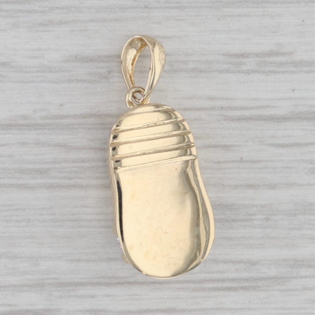Gray Diamond Accented Baby Shoe Booty Pendant 14k Yellow Gold Charm