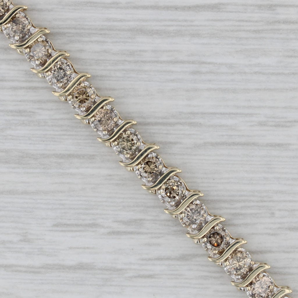 Gray 4.75ctw Diamond Tennis Bracelet 14k Yellow Gold Safety Chain 7"