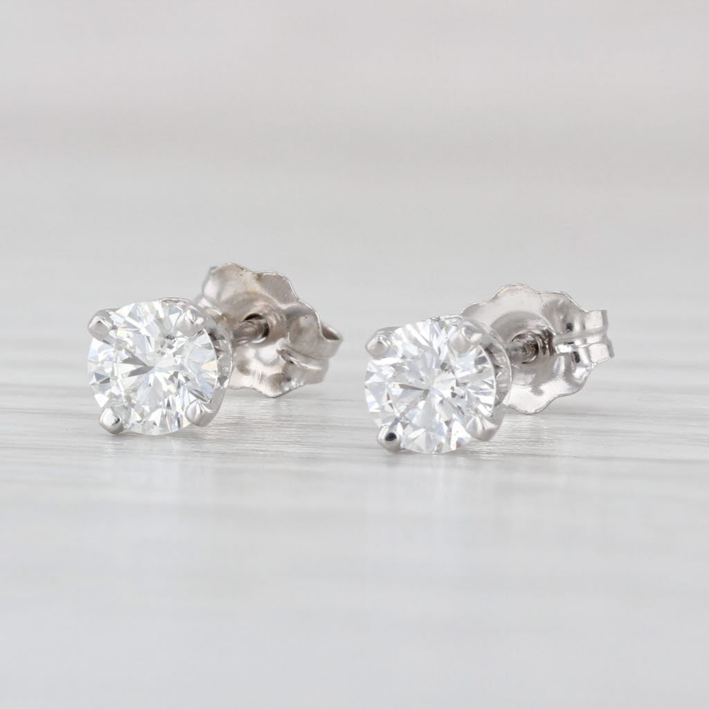 0.50ctw Diamond Stud Earrings 14k White Gold Round Solitaire Studs