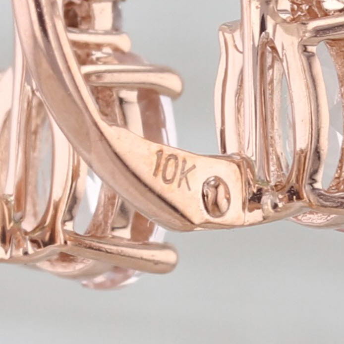 1.55ctw Morganite Diamond Drop Earrings 10k Rose Gold Lever Backs