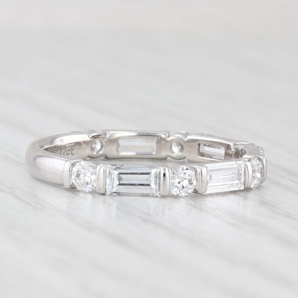 Light Gray New 1.12ctw Lab Grown Diamond Wedding Band 14k White Gold Stackable Ring Sz 6.5