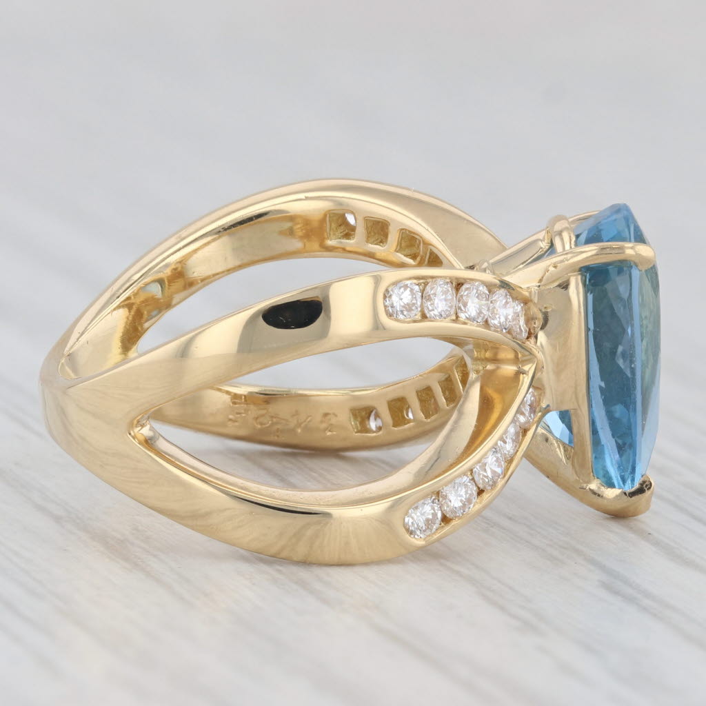 Light Gray 4.10ctw London Blue Topaz Teardrop Diamond Ring 18k Yellow Gold Size 7