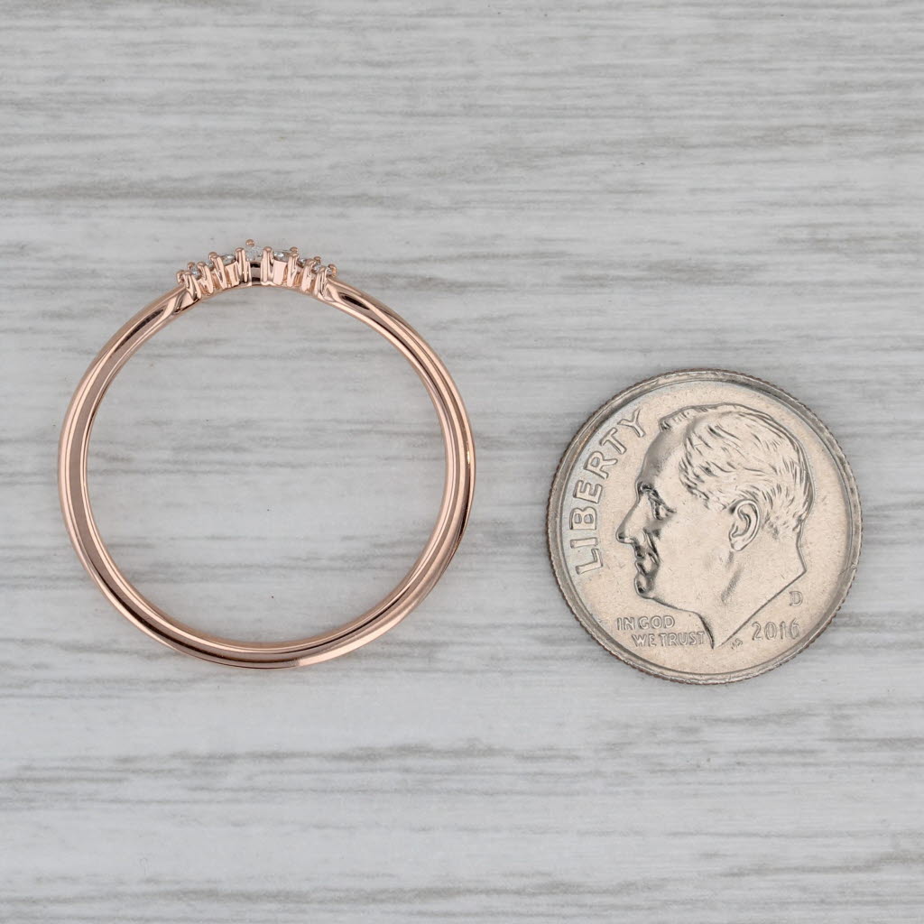Gray Brilliant Earth Lunette 0.10ctw Diamond Ring 14k Rose Gold Stackable w/ Box