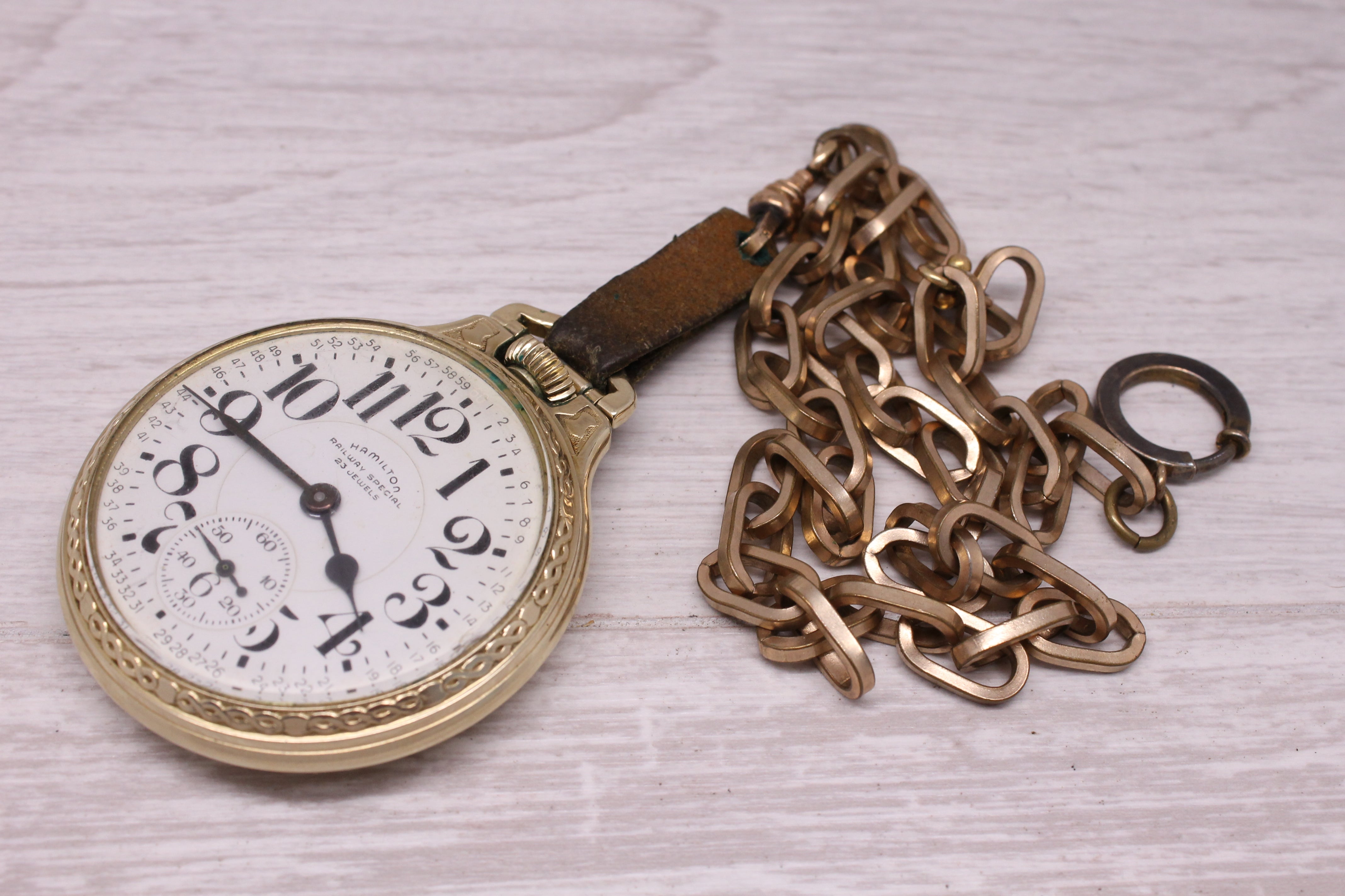 Hamilton 950B Railway Special 16s BOC Star Case w/ Gold Filled Chain & Whistle