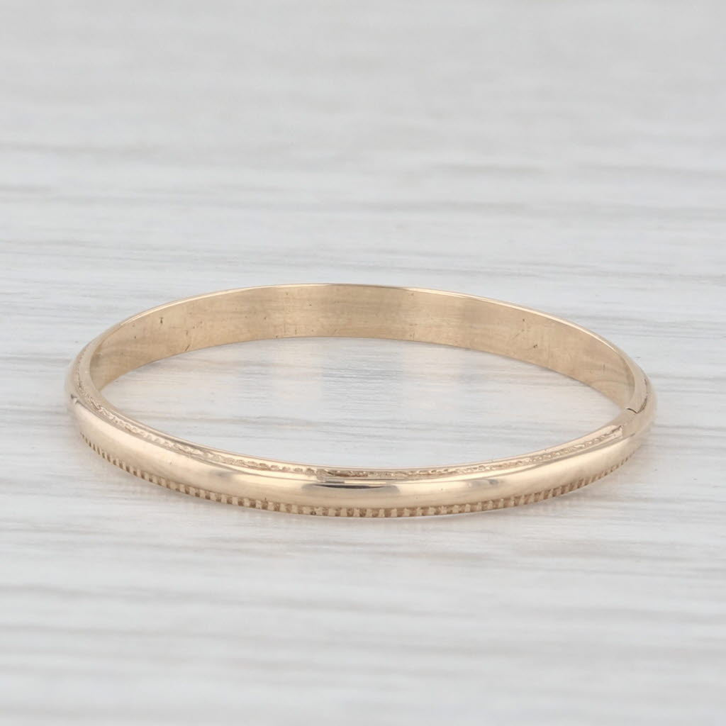 Light Gray Bead Edged Wedding Band 14k Yellow Gold Stackable Ring Size 8