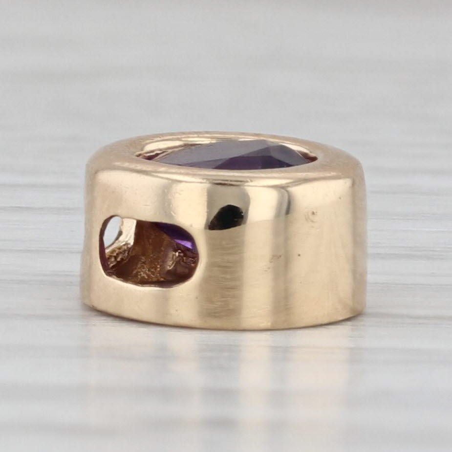 0.75ct Amethyst Solitaire Slide Charm Pendant 14k Yellow Gold