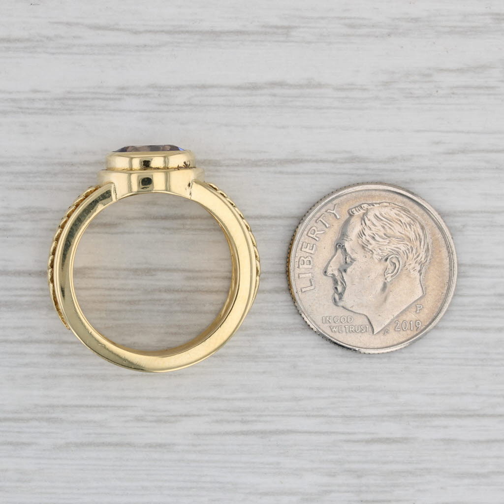 Gray 1.50ct Oval Tanzanite Solitaire Ring 18k Yellow Gold Size 6 Fennell Lief