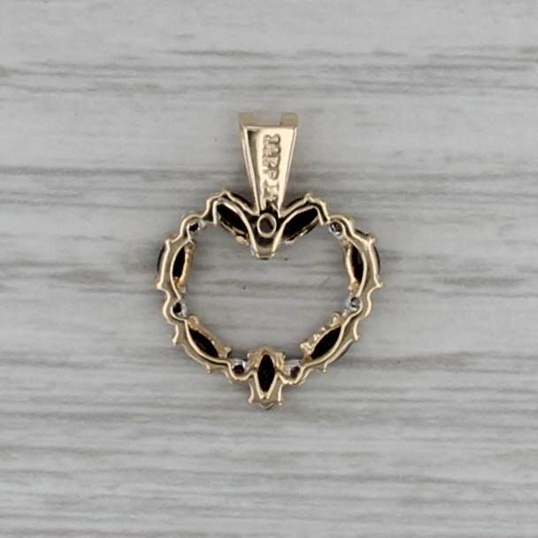 0.64ctw Blue Sapphire Diamond Heart Pendant 14k Yellow Gold