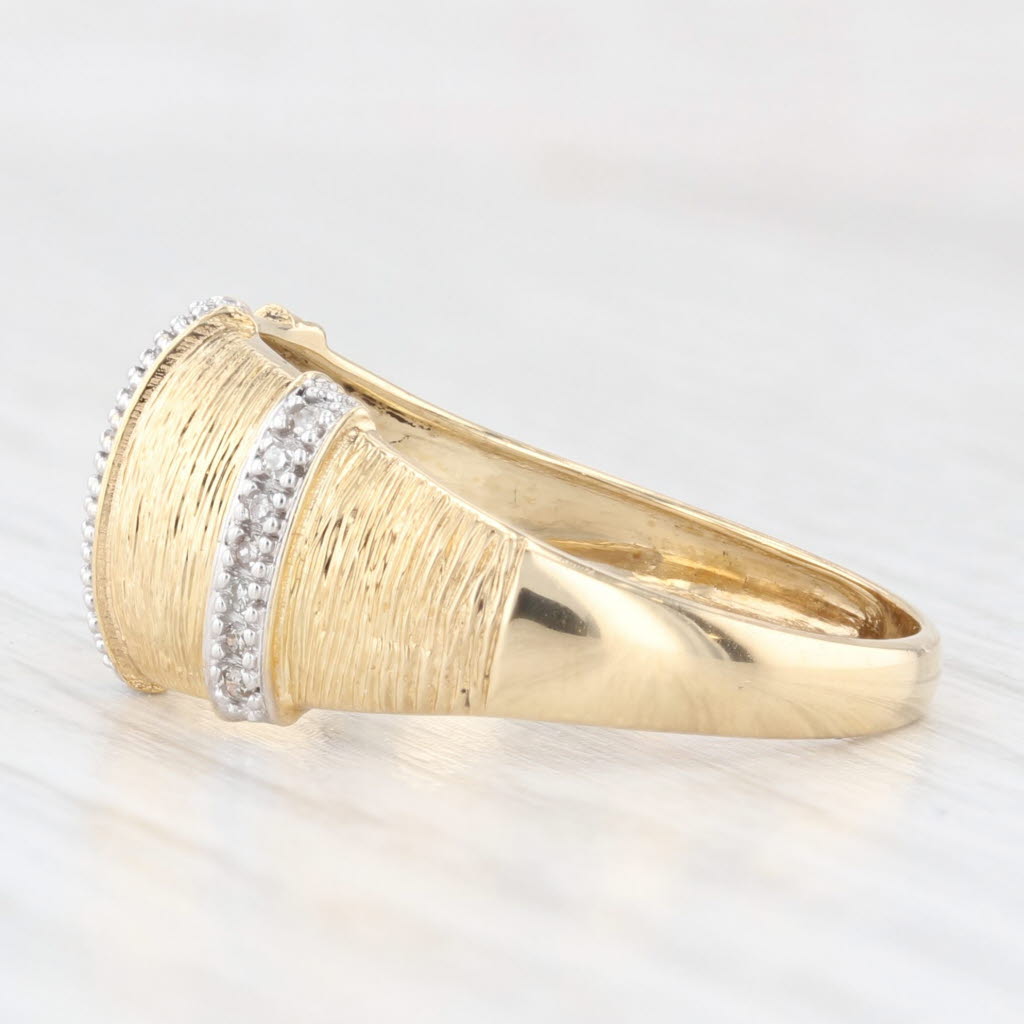 Beige 0.11ctw Diamond Textured Ring 18k Yellow Gold Size 10.25
