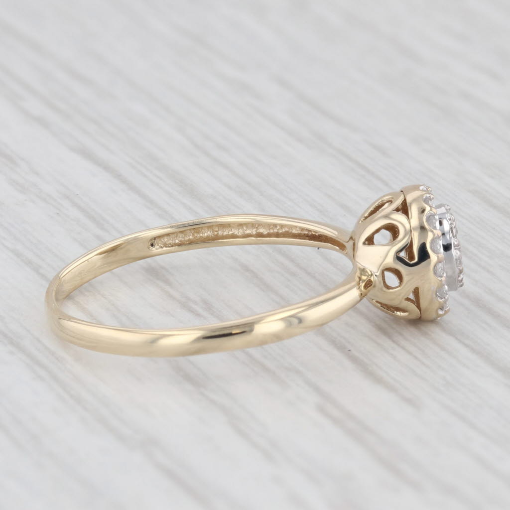 Light Gray 0.15ctw Diamond Cluster Halo Engagement Ring 10k Yellow Gold Size 7