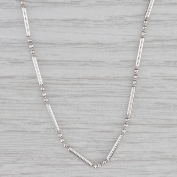 Bar Bead Chain Necklace Sterling Silver 30" 1.5mm