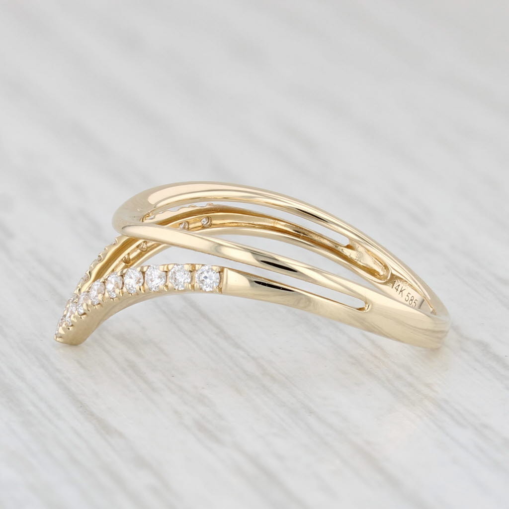 Light Gray 0.20ctw Diamond Contoured V Band Ring 14k Yellow Gold Size 6.5 Stackable