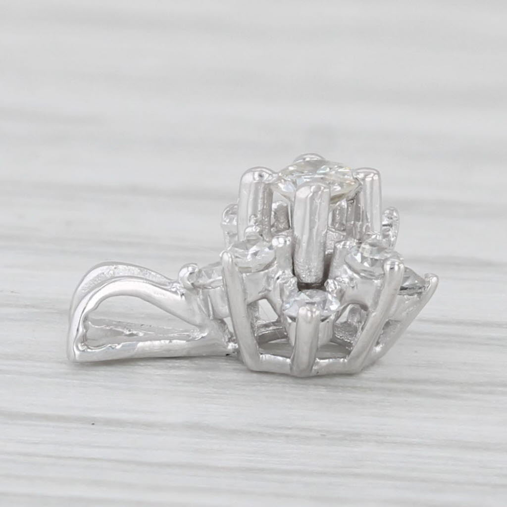 Light Gray Small Vintage 0.24ctw Diamond Flower Pendant 14k White Gold