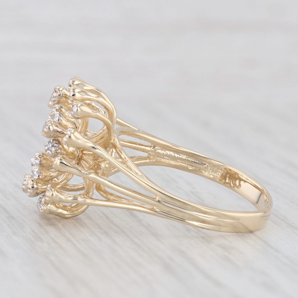 Light Gray Diamond Cluster Spray Ring 14k Yellow Gold Size 9.25 Cocktail
