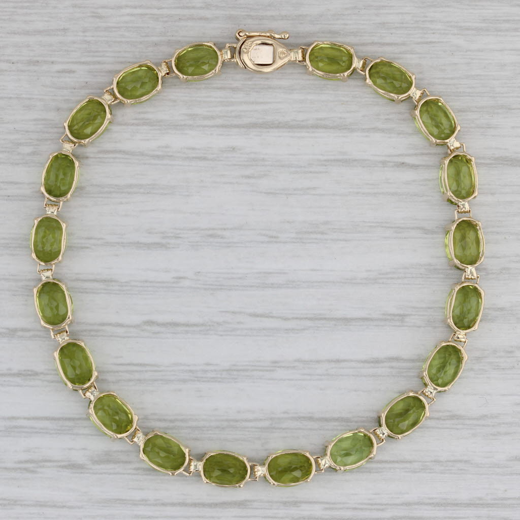 Gray 17ctw Peridot Tennis Bracelet 14k Yellow Gold 7" 5mm