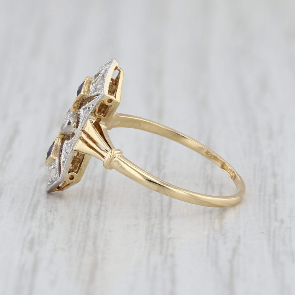 Art Deco 0.11ctw Diamond Lab Created Ring 18k Gold Platinum Size 5.75