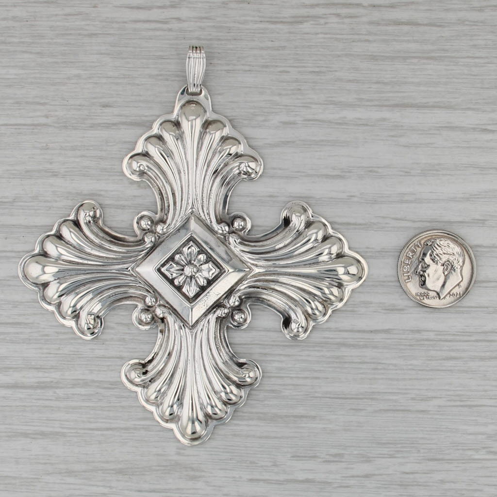 1973 Reed & Barton Christmas Cross Ornament Sterling Silver Holiday Collectible