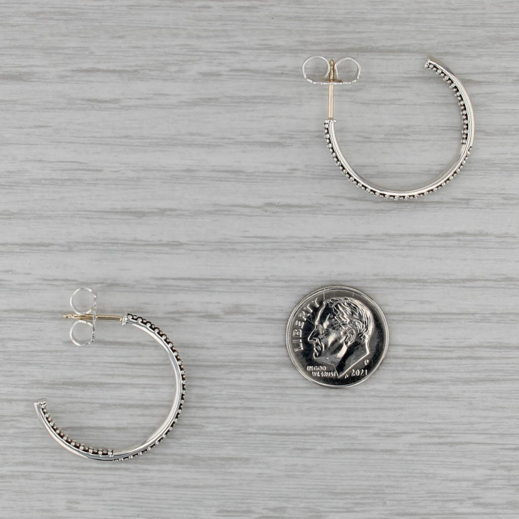 New Lagos Signature Caviar Dot Hoop Sterling Silver w/ Pouch Card Round Hoops