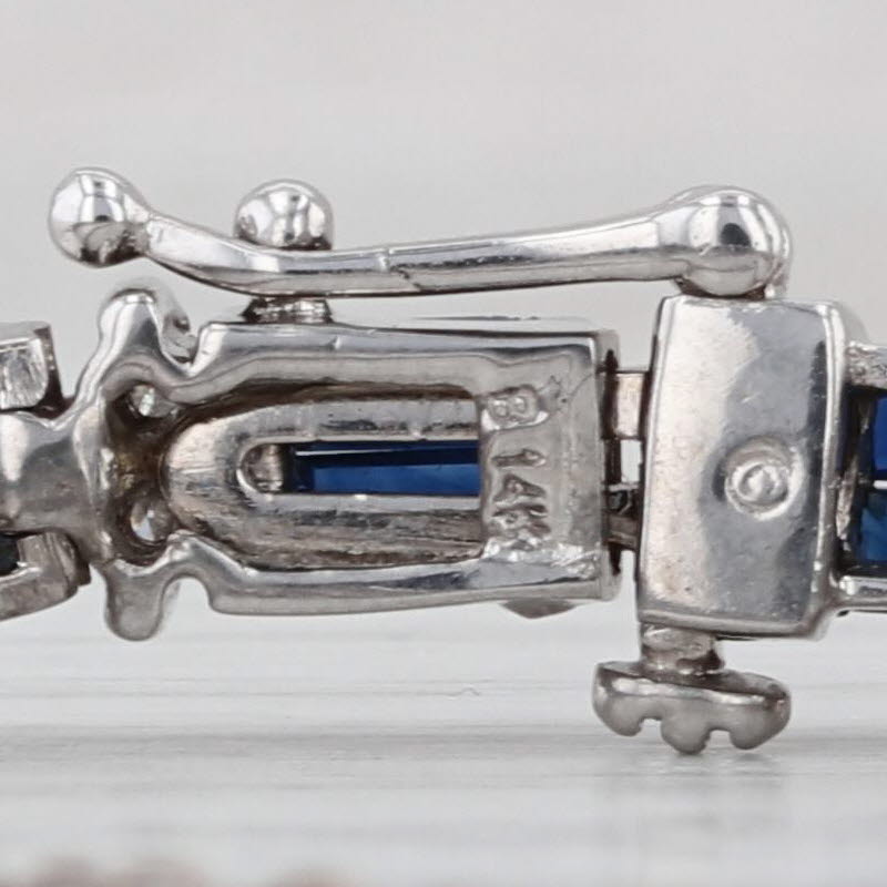 7.60ctw Blue Sapphire Diamond Tennis Bracelet 14k White Gold 7.25" 4.8mm