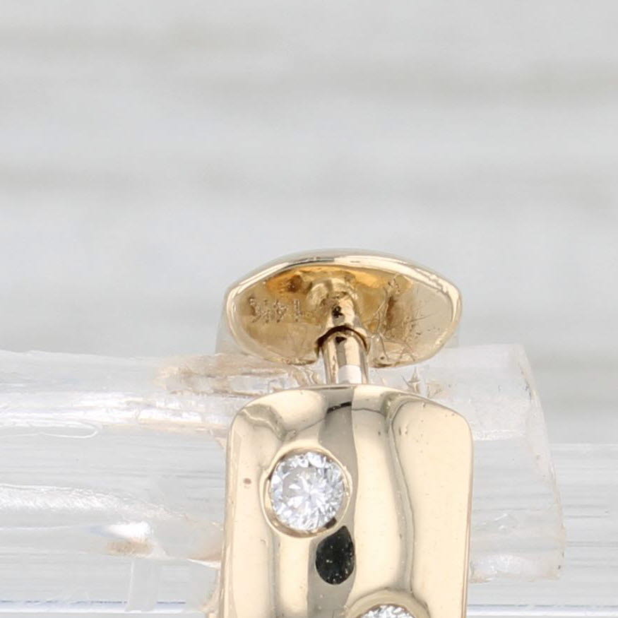 Light Gray Diamond Dots Hoop Huggie Earrings 14k Yellow Gold Hinged Snap Top