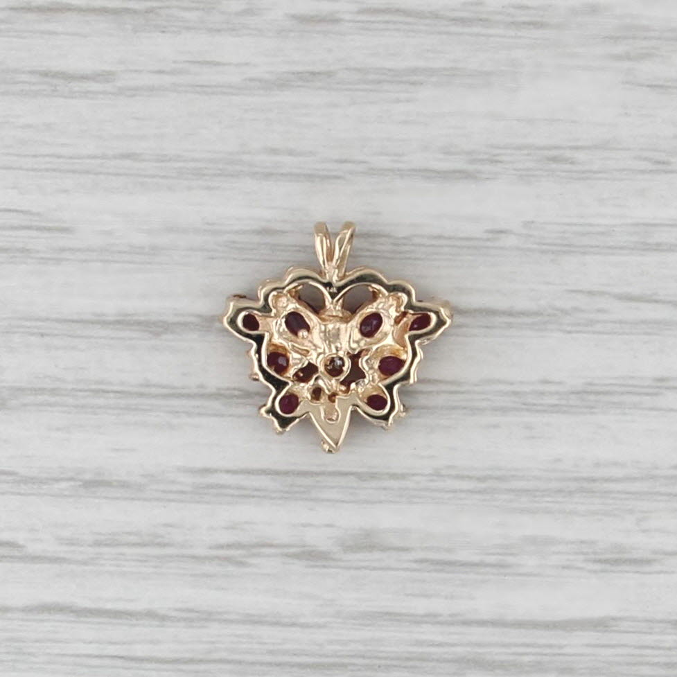 2.06ctw Ruby Diamond Butterfly Pendant 14k Yellow Gold