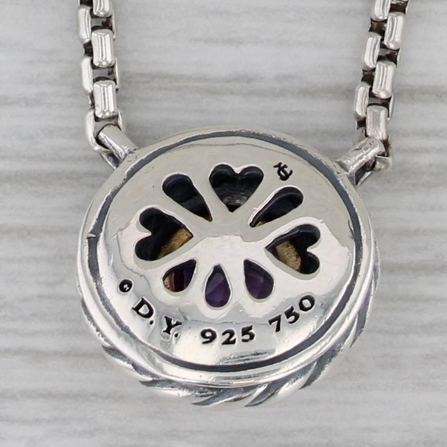 Gray Yurman Amethyst Pendant Necklace Cookie Cable Sterling Silver 18k Gold 15.75"