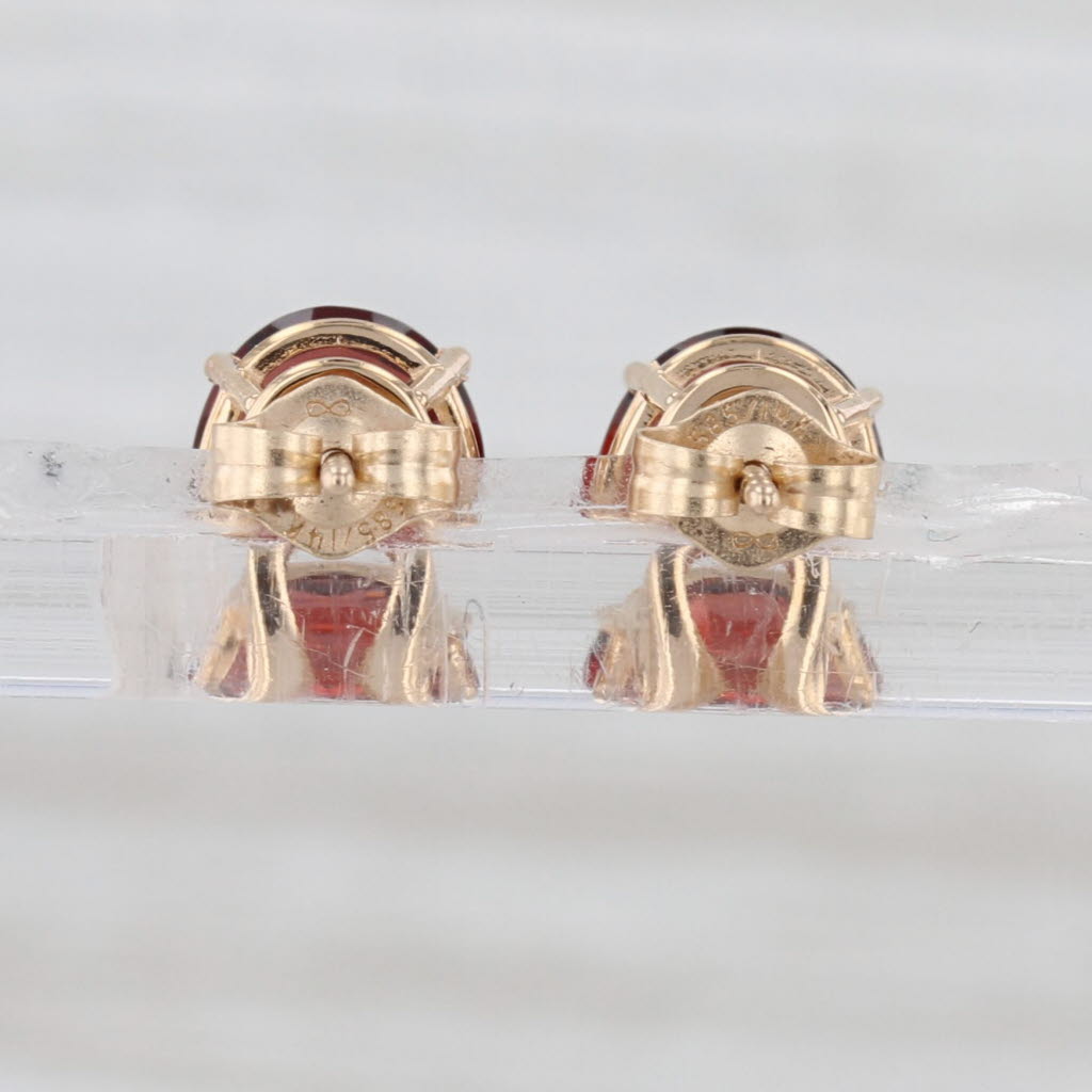4.05ctw Garnet Stud Earrings 14k Yellow Gold Oval Solitaire Studs