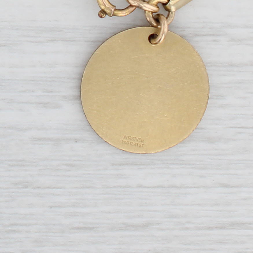Light Gray Vintage Engravable ID Tag Charm Bracelet Gold Filled 7" Snake Chain