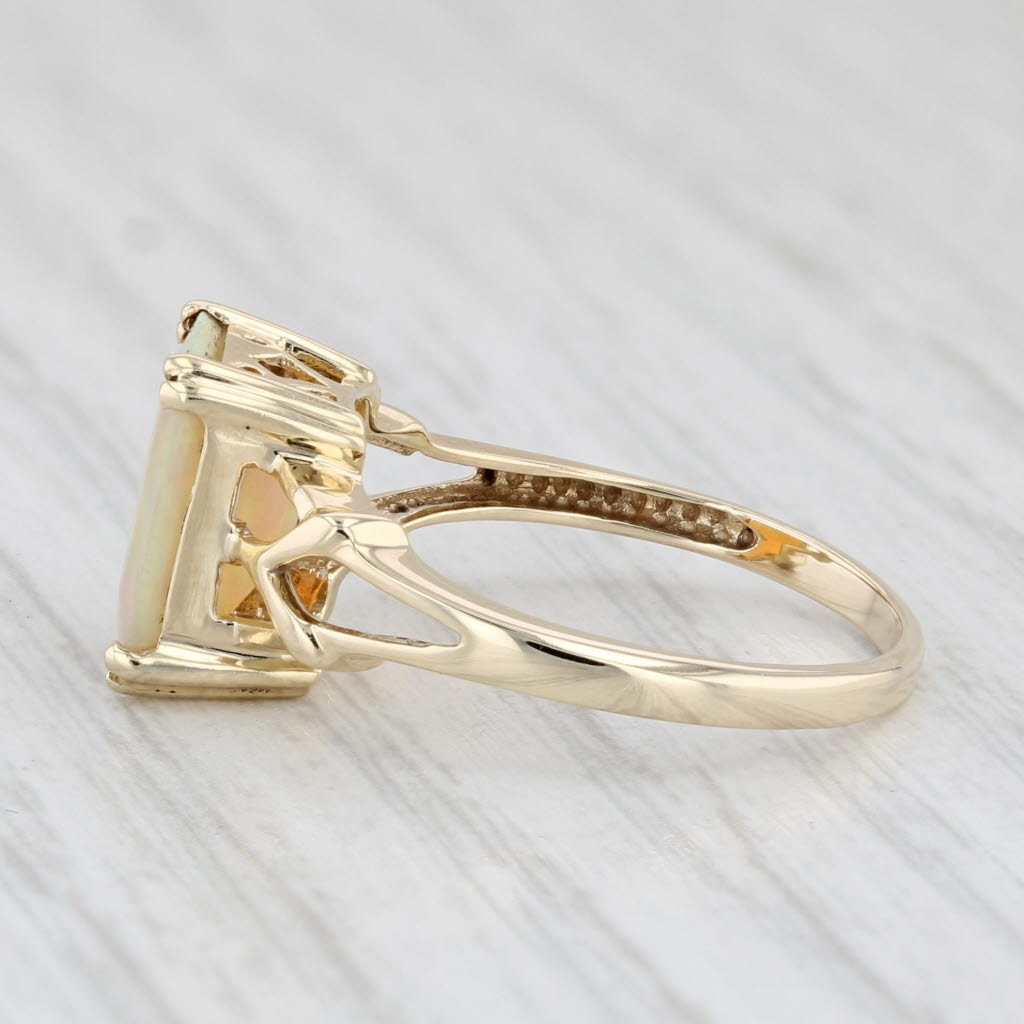 Light Gray 2.15ct Emerald Cut Opal Solitaire Ring 10k Yellow Gold Size 7