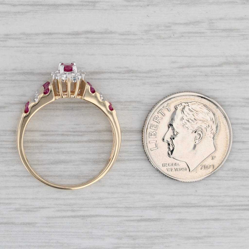 Gray 0.43ctw Marquise Ruby Diamond Halo Ring 10k Yellow Gold Size 7.5